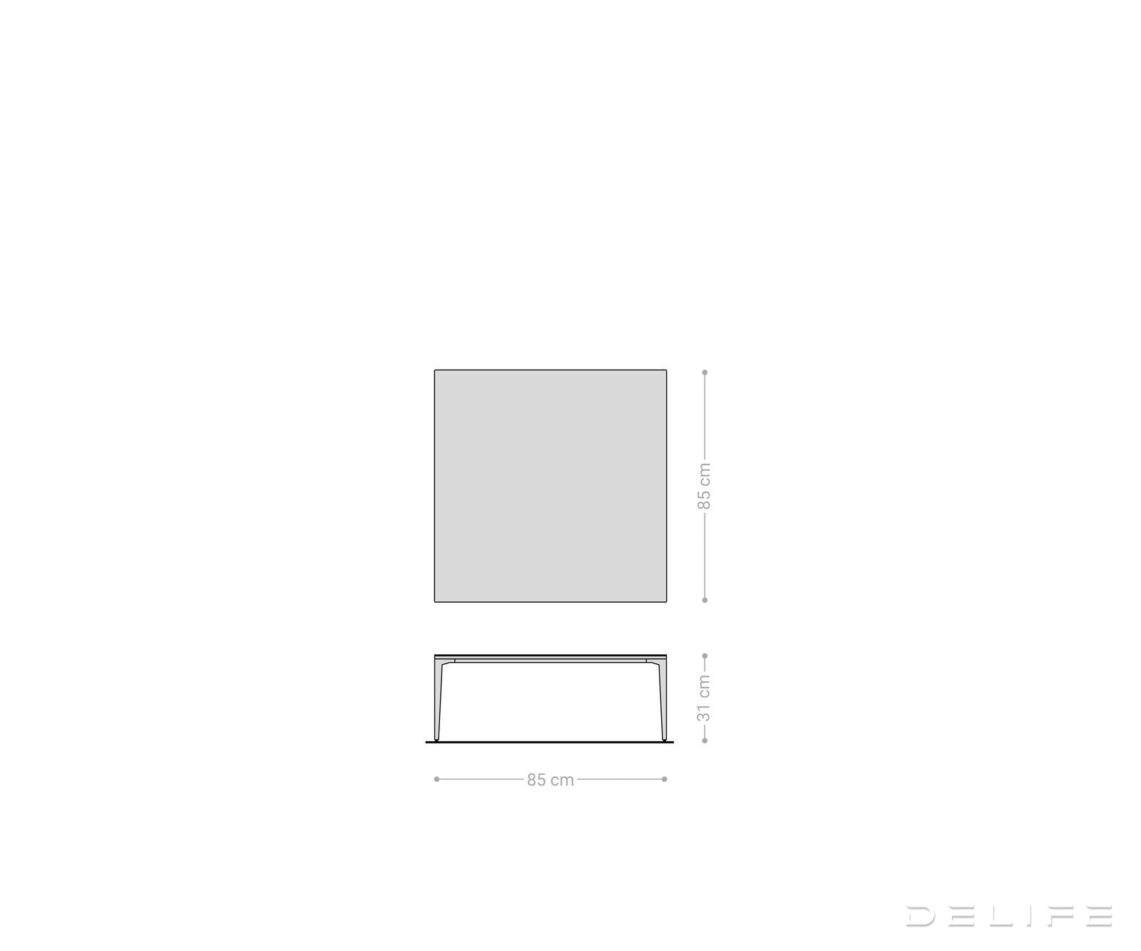 Klubska mizica Levente 85x85cm, Material: keramika Laminam Nero Greco