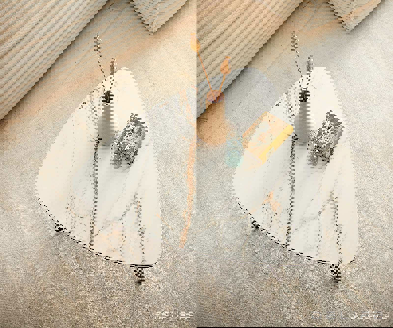 Klubska mizica Ekrem 88x85cm, Material: keramika Calacatta