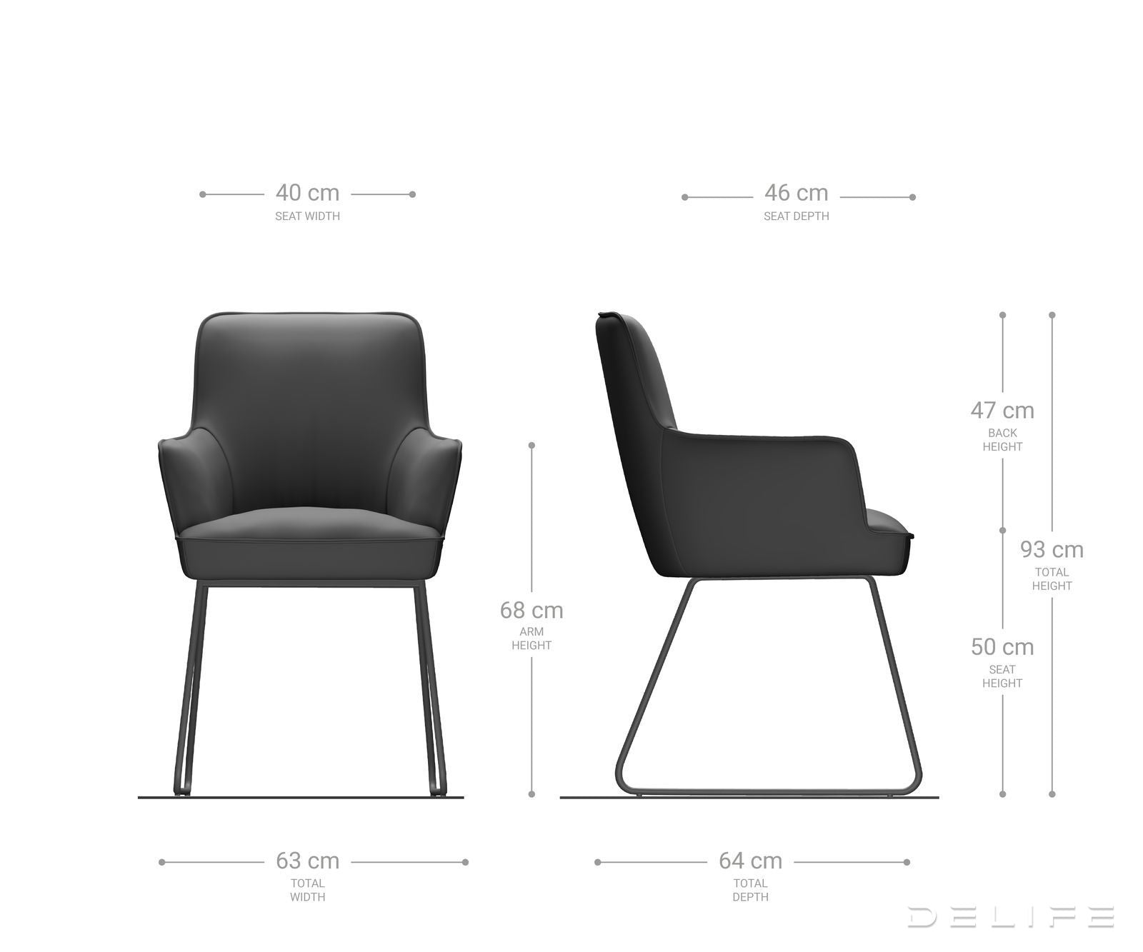 Jedilni stol Heira z naslonom za roke, material: bukle