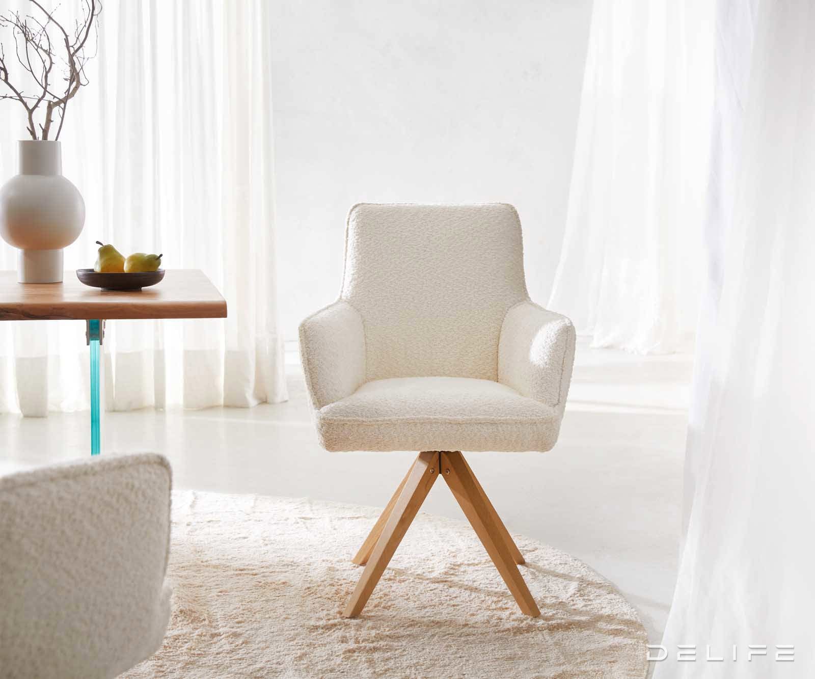 Jedilni stol Heira z naslonom za roke, material: bukle