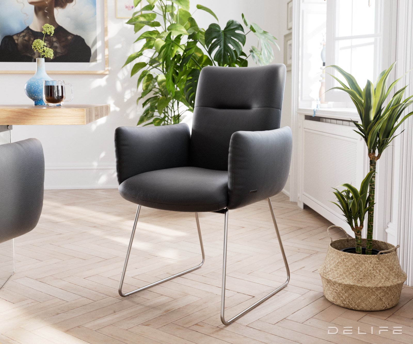 Jedilni stol Jova, Material: usnje