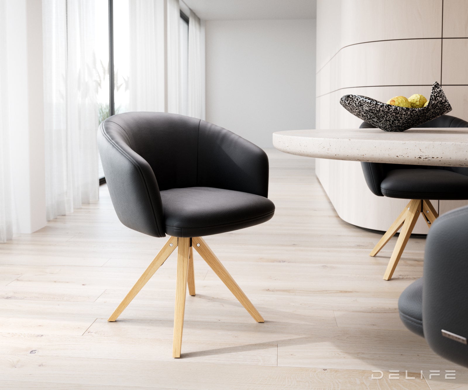 Jedilni stol Caja, Material: Usnje