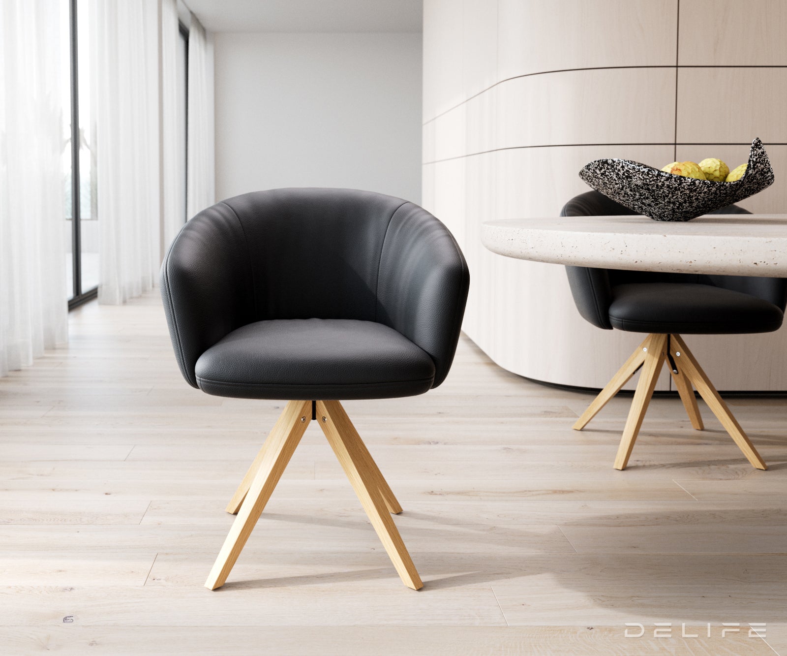 Jedilni stol Caja, Material: Usnje