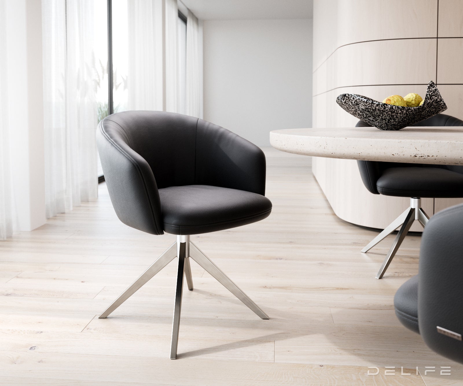 Jedilni stol Caja, Material: Usnje