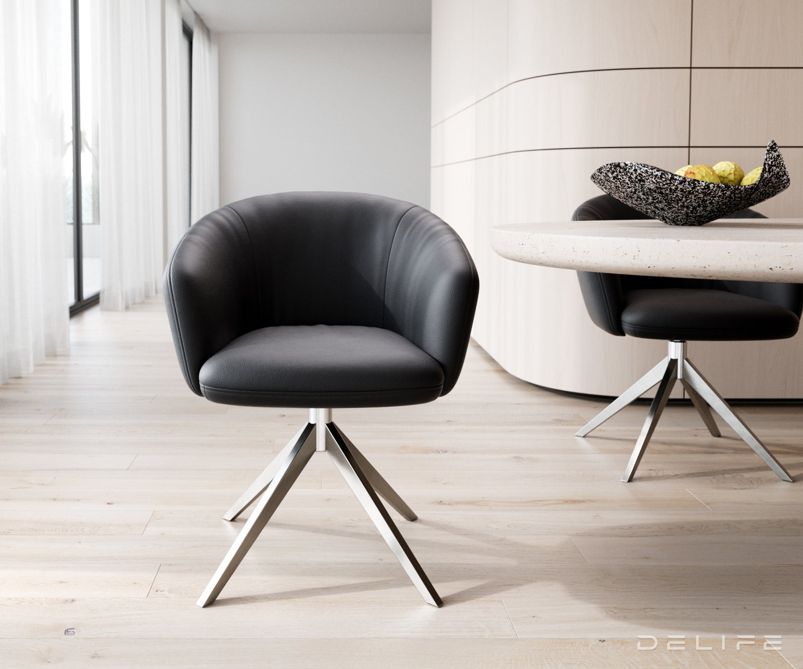 Jedilni stol Caja, Material: Usnje