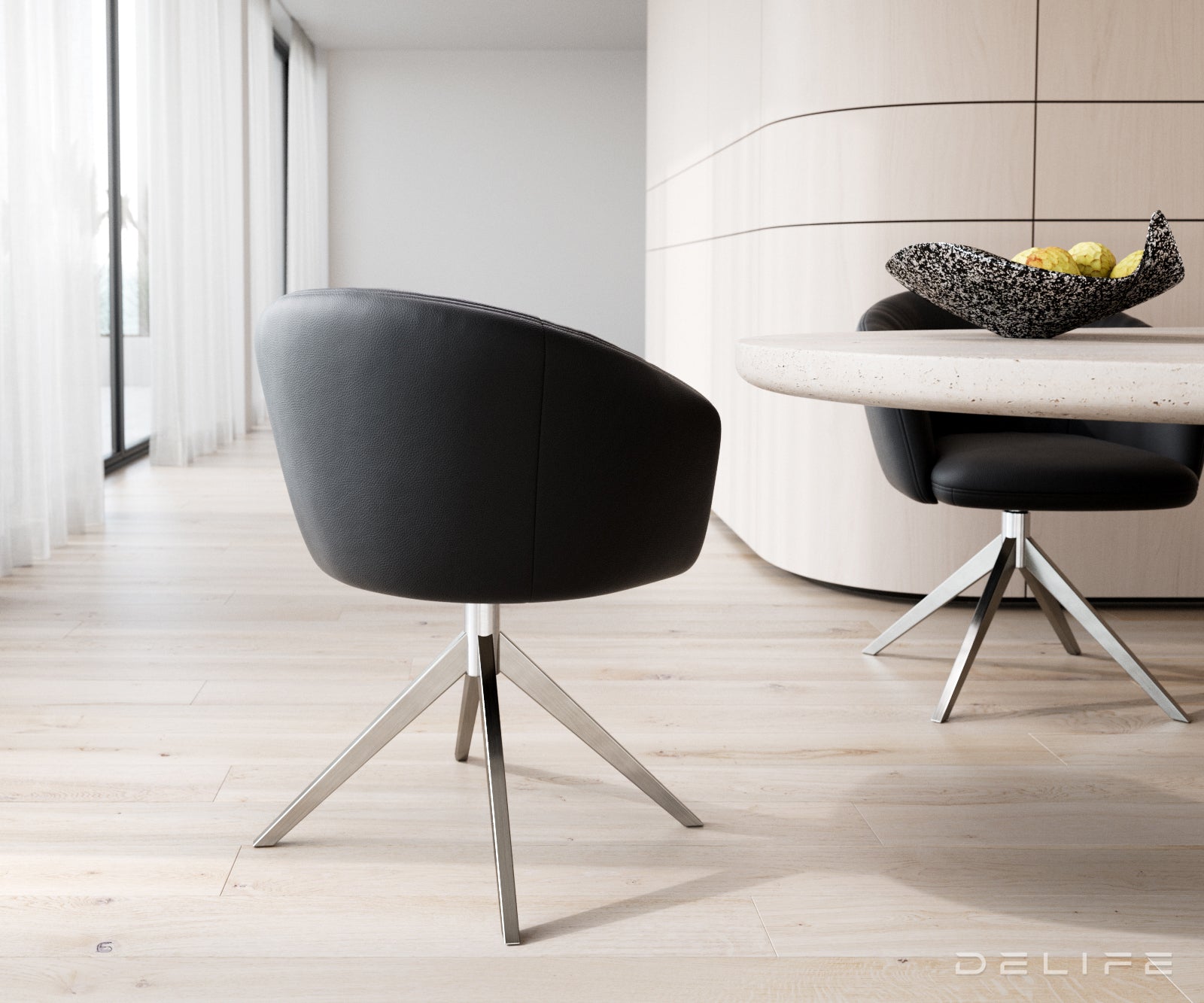 Jedilni stol Caja, Material: Usnje