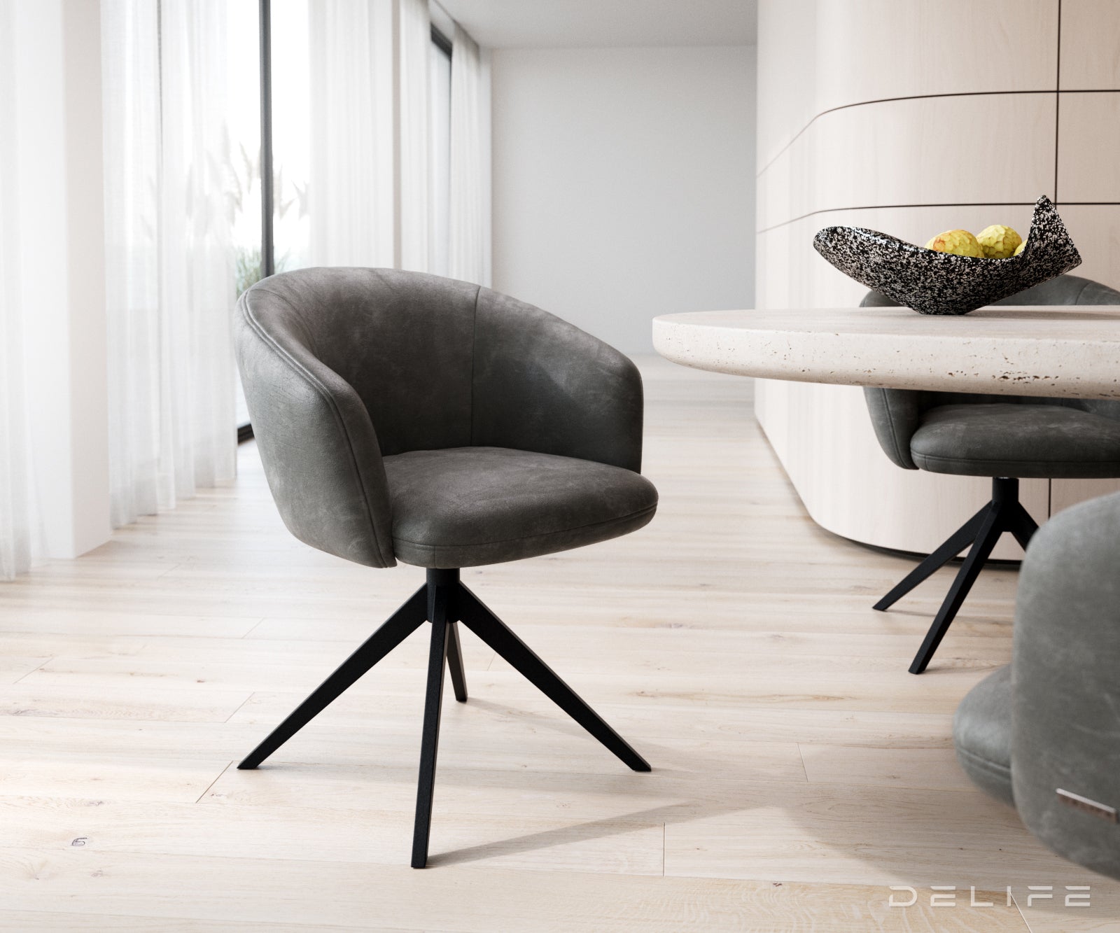 Jedilni stol Caja, Material: mikrofibra