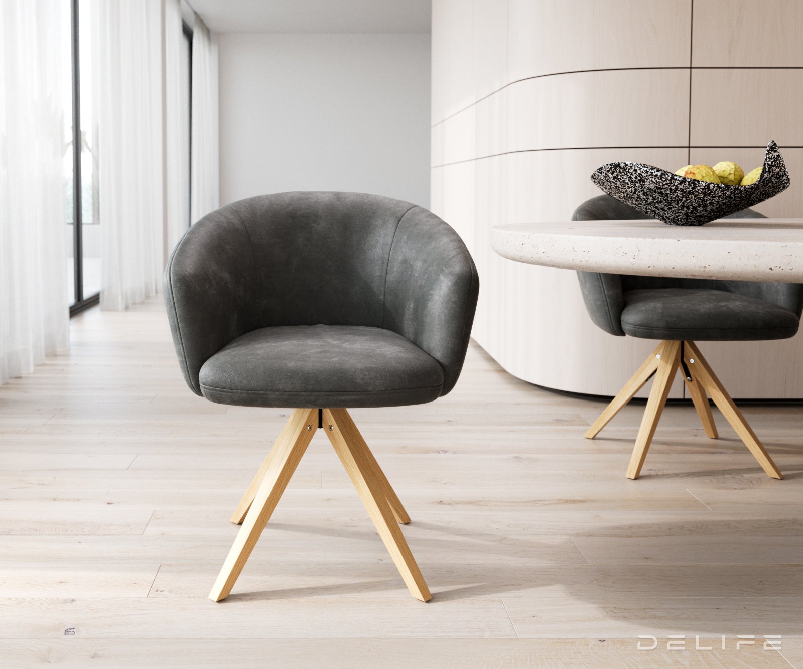 Jedilni stol Caja, Material: mikrofibra