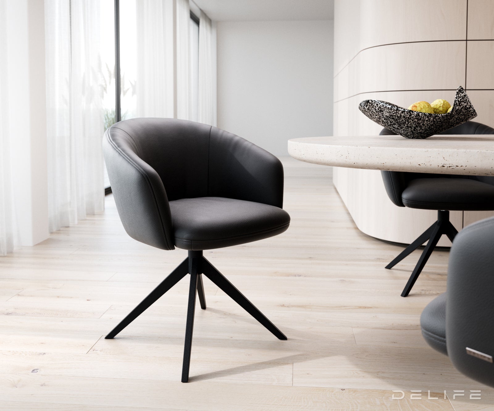 Jedilni stol Caja, Material: Usnje