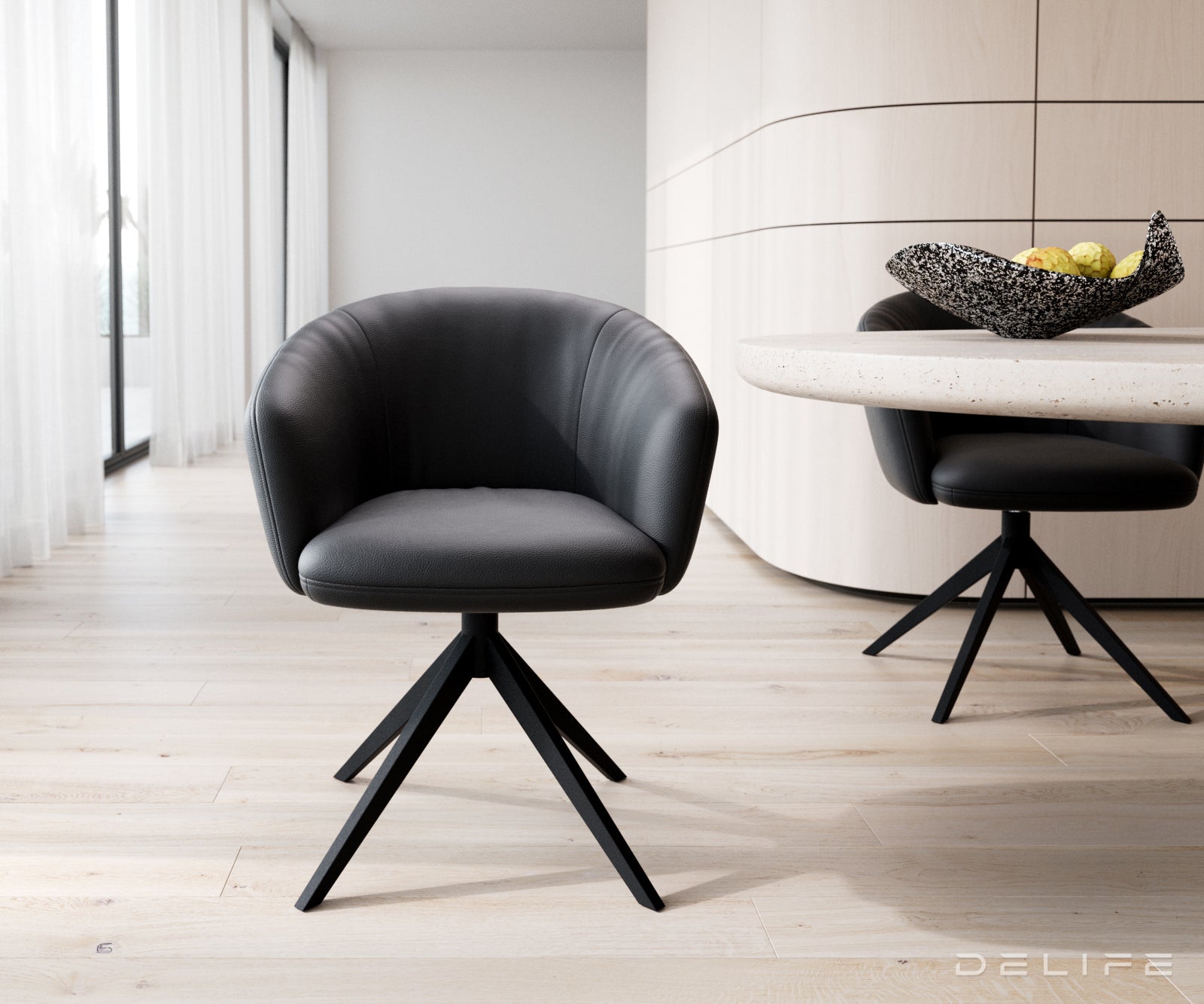 Jedilni stol Caja, Material: Usnje