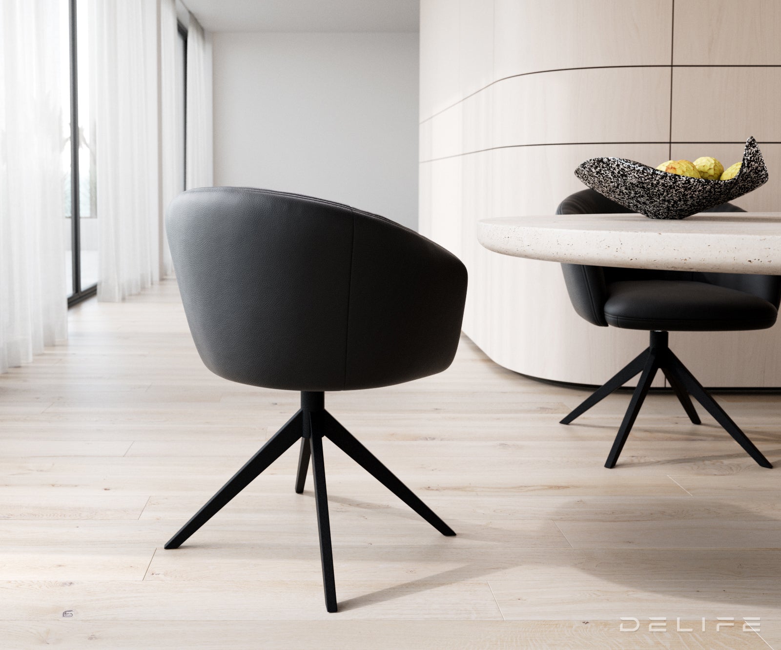 Jedilni stol Caja, Material: Usnje