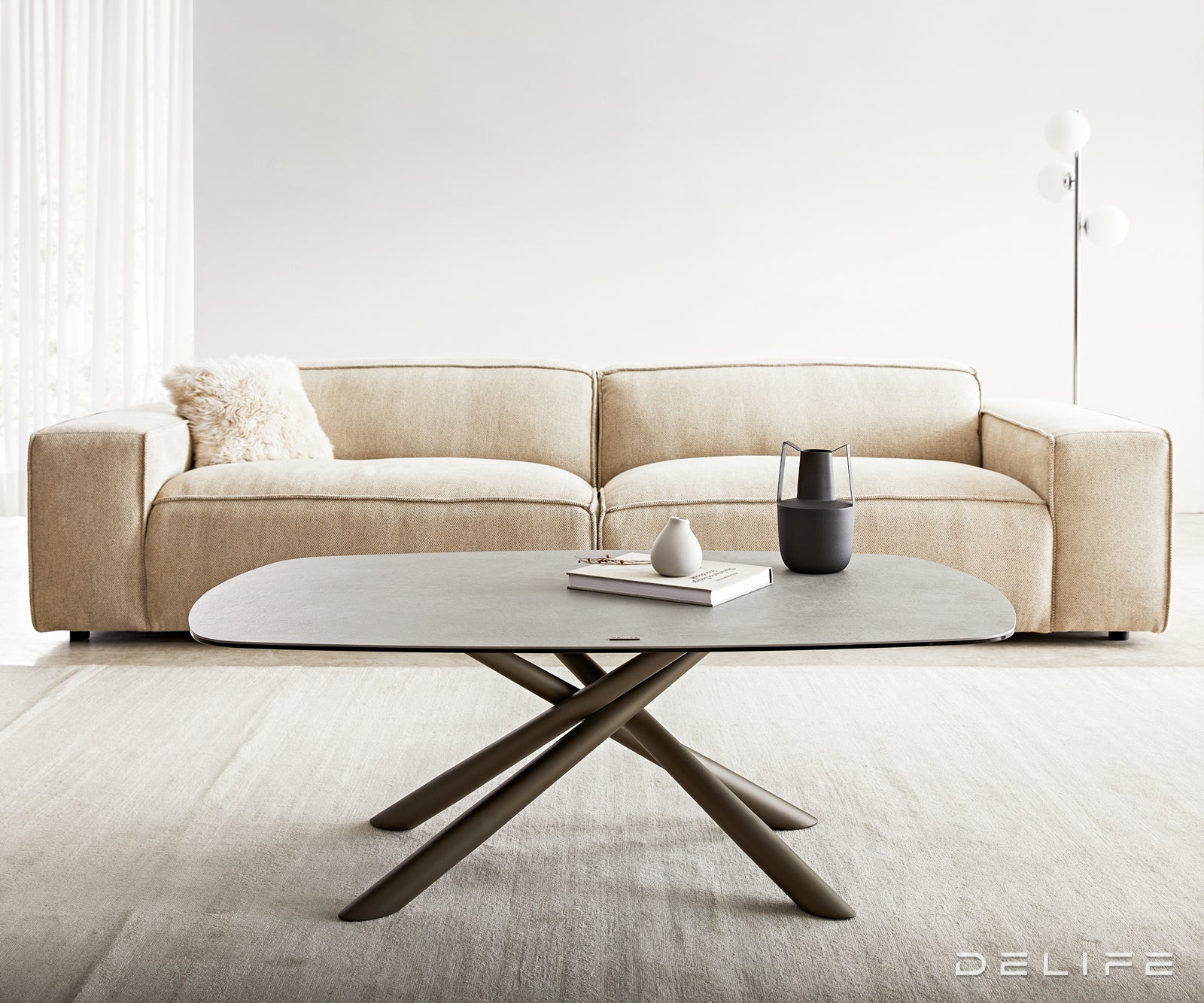 Klubska mizica Sarita 120x70cm, Material: Keramika Aspetto Concreto 