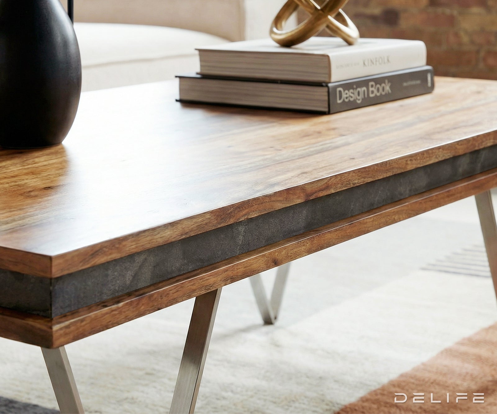 Klubska mizica Stonegrace 117x60 cm, Material: Akacija