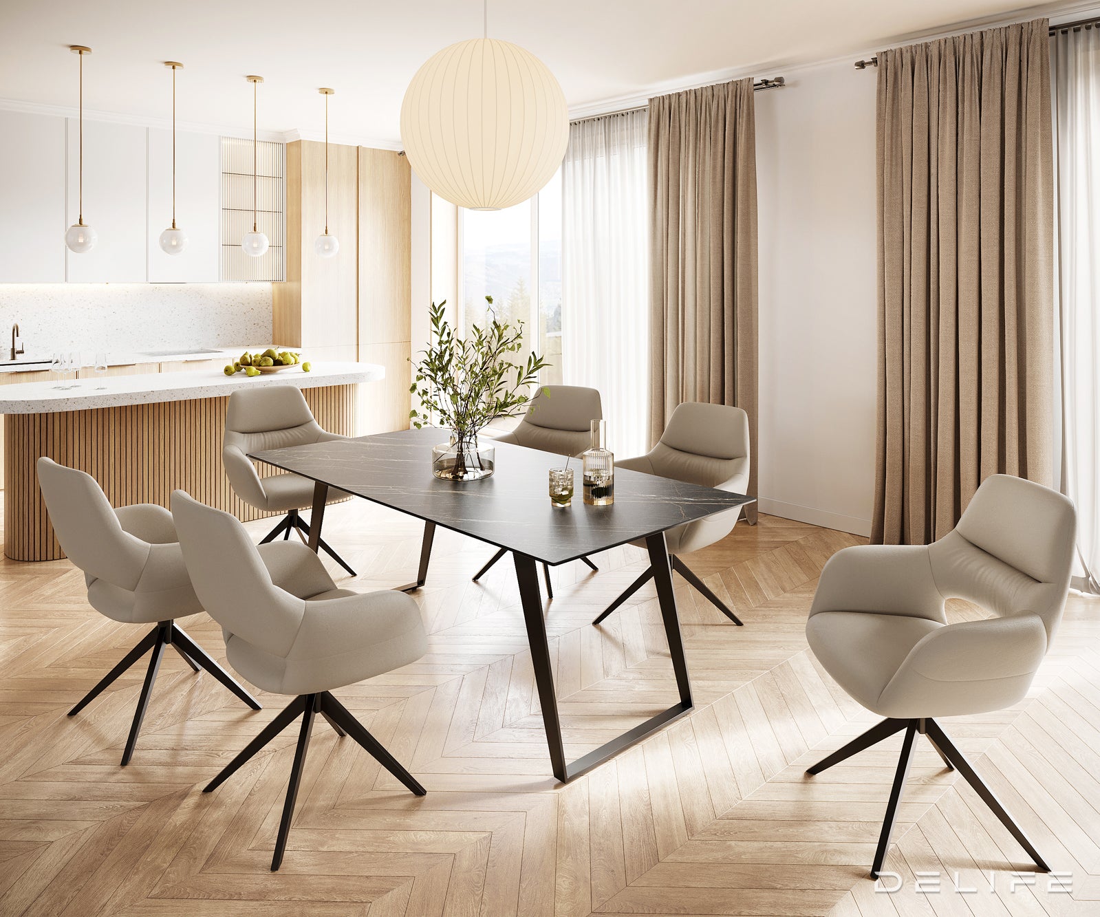 Jedilna miza Edge 200x100, Material: Keramika Laminam Nero Greco