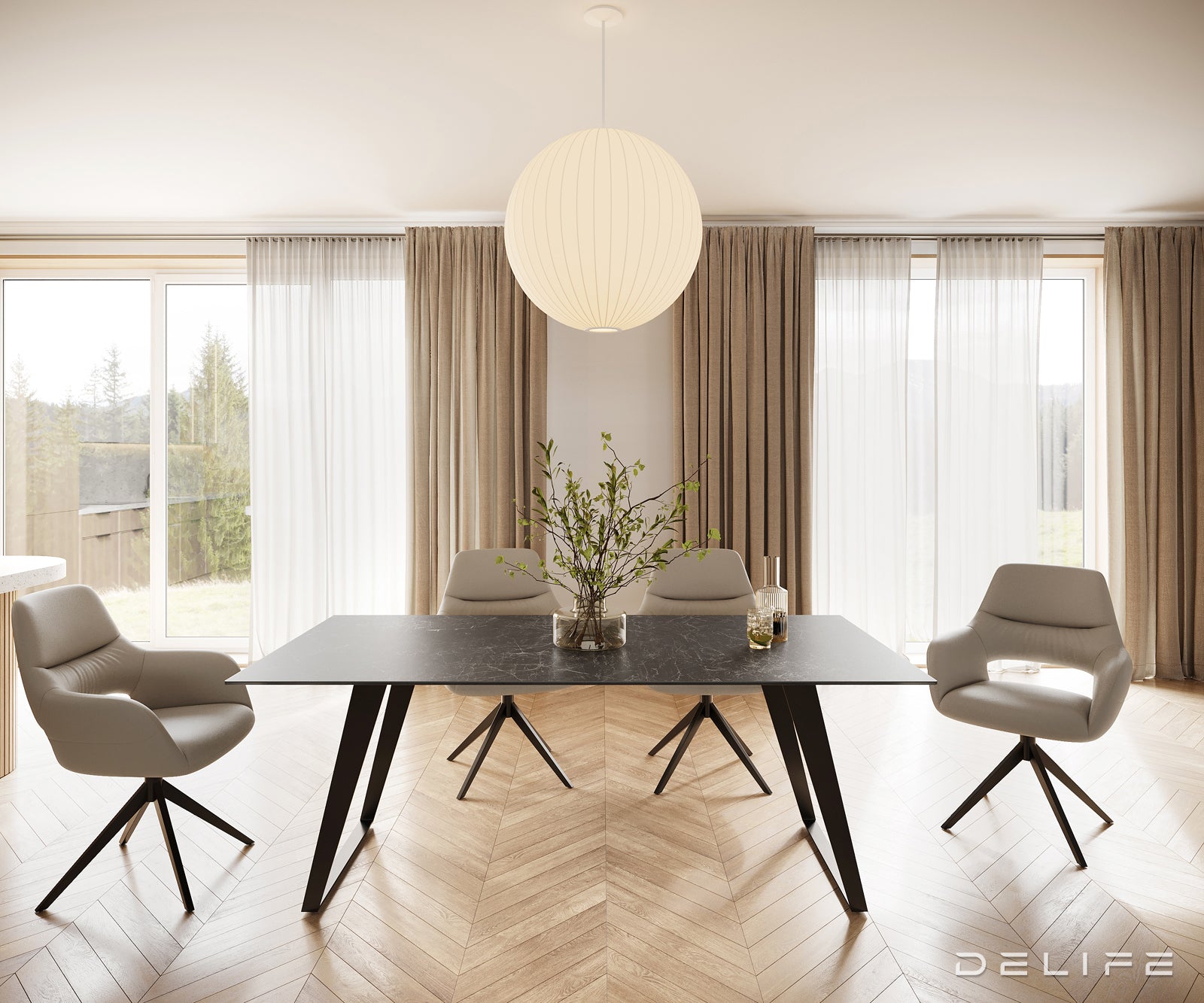 Jedilna miza Edge 200x100, Material: Keramika Laminam Nero Greco