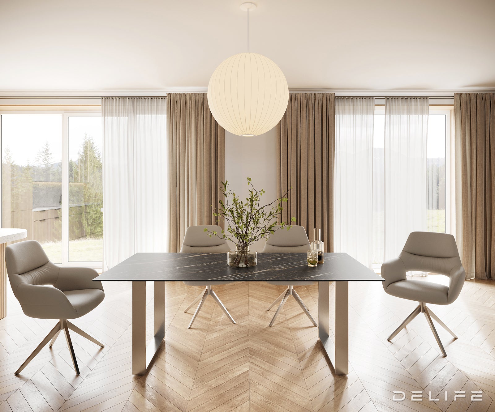 Jedilna miza Edge 200x100, Material: Keramika Laminam Noir Desir