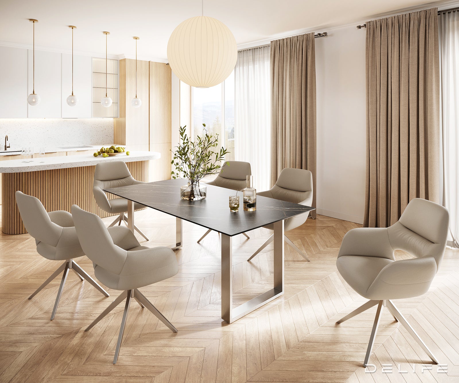 Jedilna miza Edge 200x100, Material: Keramika Laminam Noir Desir