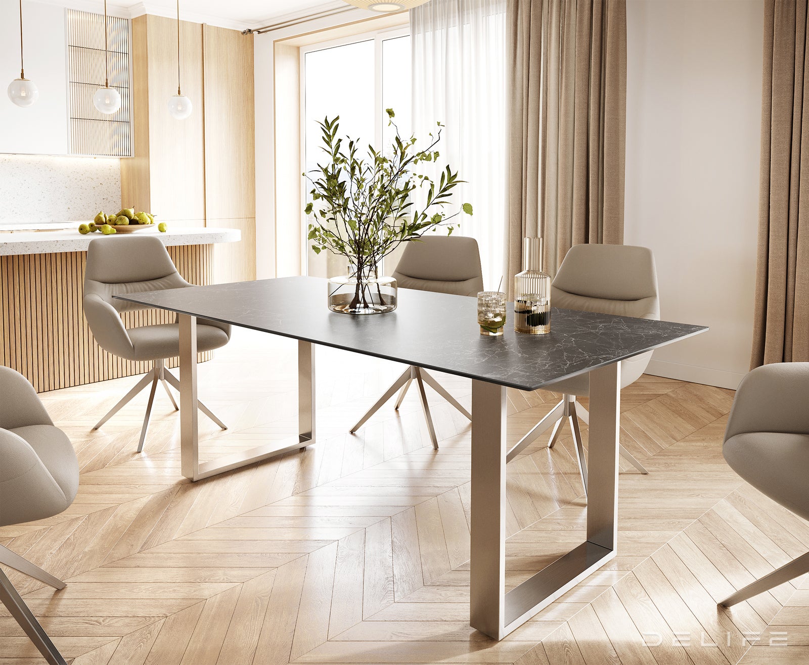 Jedilna miza Edge 200x100, Material: Keramika Laminam Nero Greco