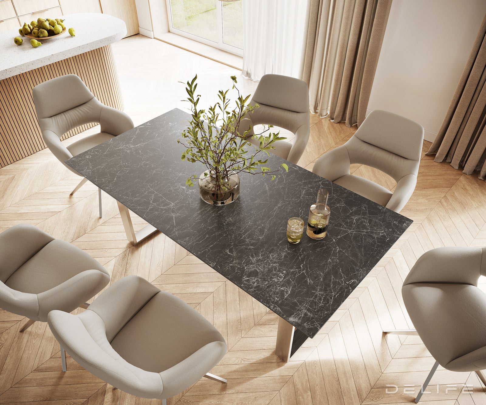 Jedilna miza Edge 200x100, Material: Keramika Laminam Nero Greco