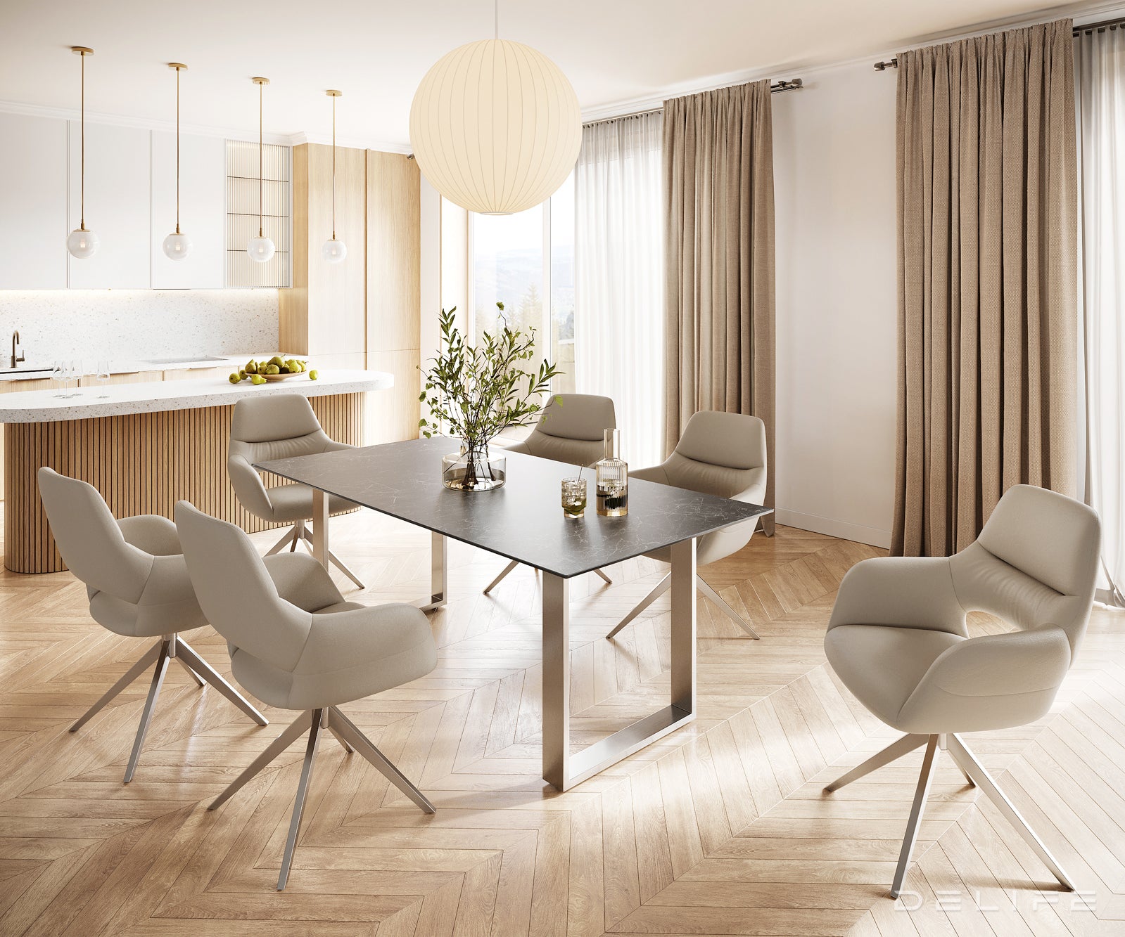 Jedilna miza Edge 200x100, Material: Keramika Laminam Nero Greco