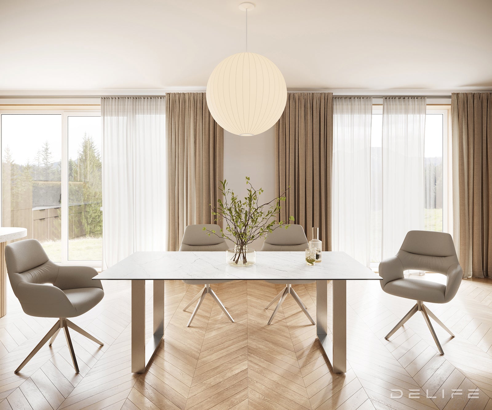 Jedilna miza Edge 200x100, Material: Keramika Laminam Statuarietto