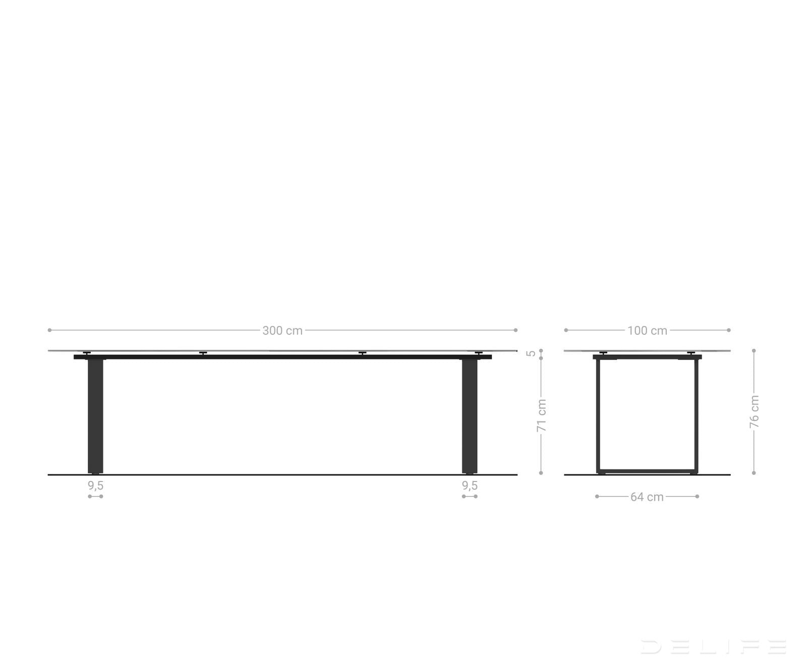 Jedilna miza z robom 300x100cm, Material: Laminam Statuarietto Ceramics