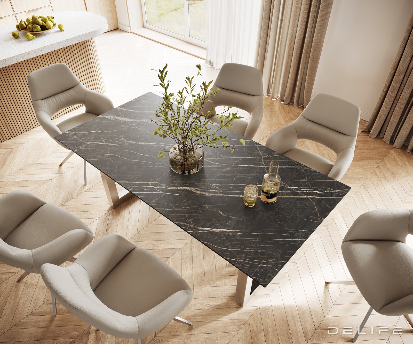 Jedilna miza Edge 200x100, Material: Keramika Laminam Noir Desir