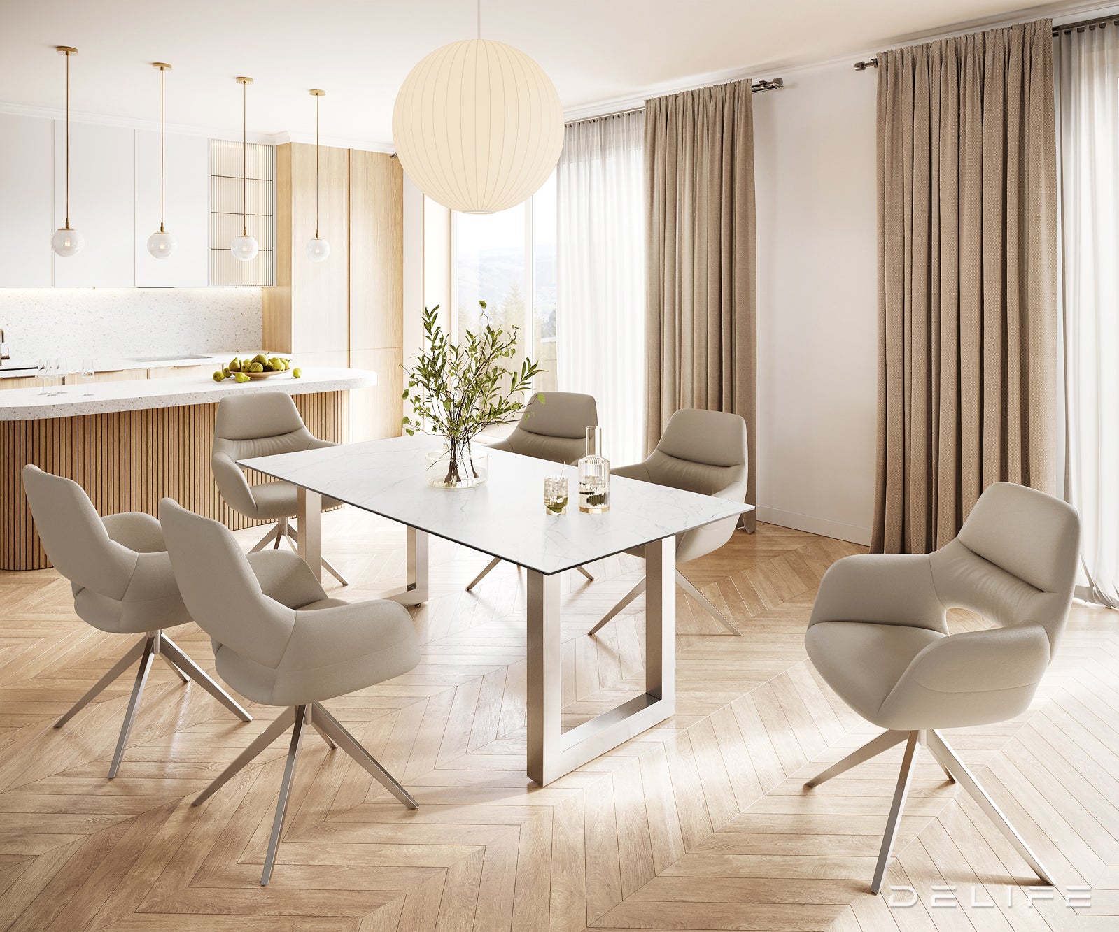 Jedilna miza Edge 200x100, Material: Keramika Laminam Statuarietto