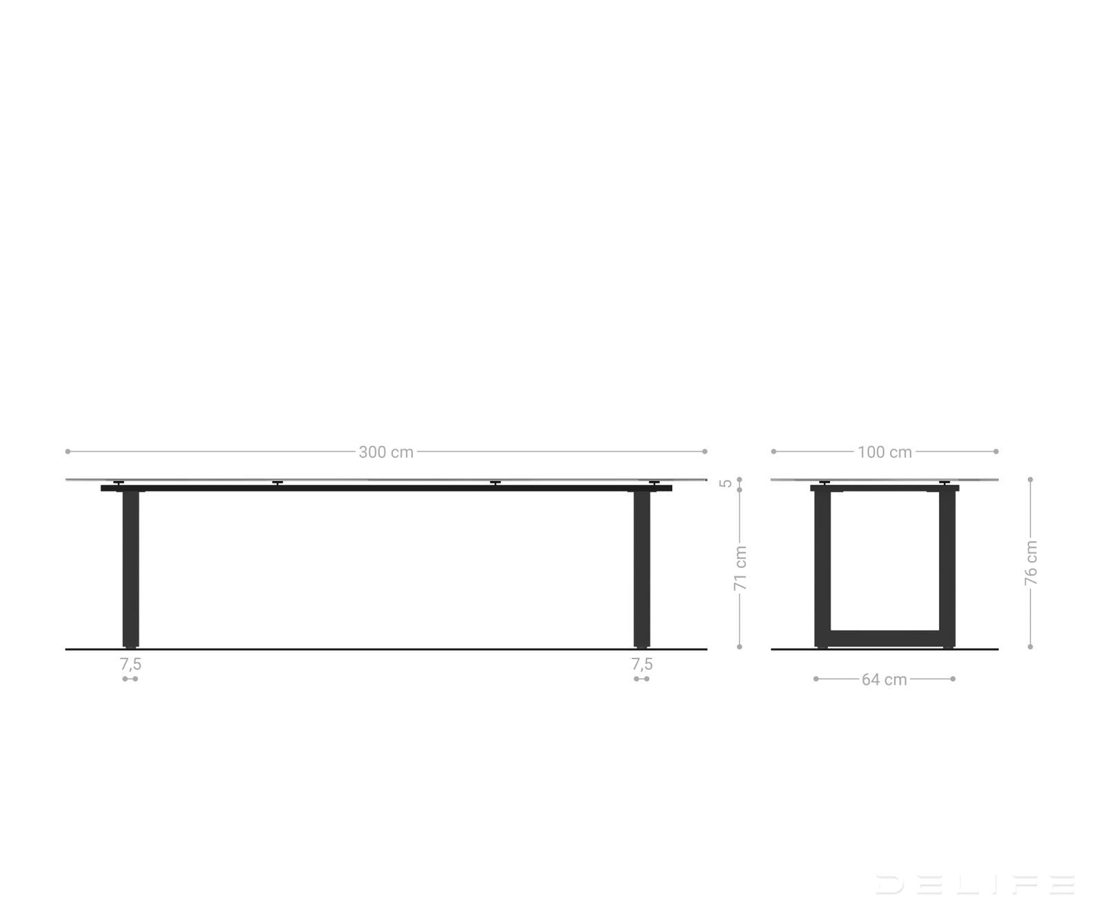 Jedilna miza z robom 300x100cm, Material: Laminam Statuarietto Ceramics