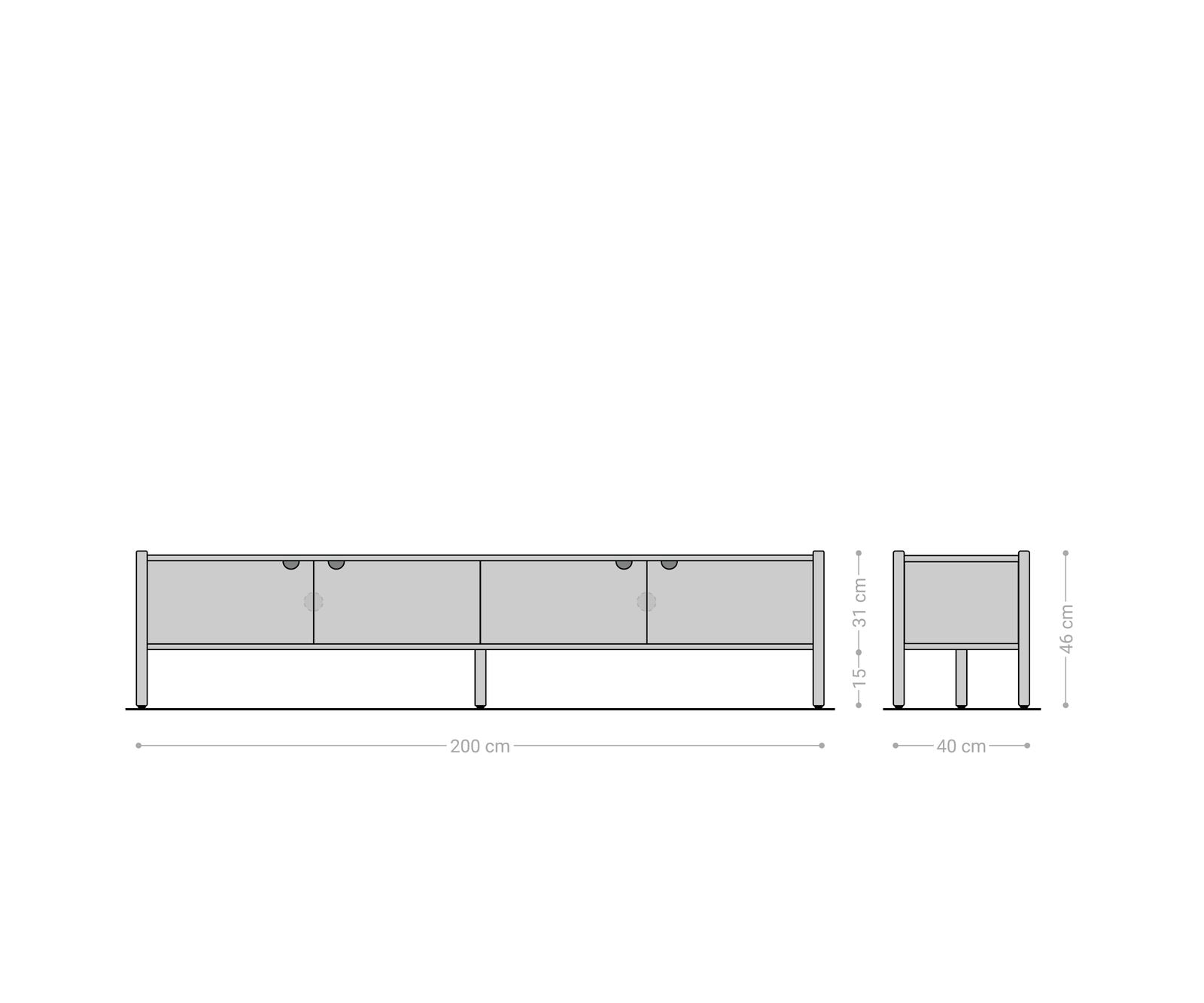 TV stojalo Caius 200 cm, material: akacija