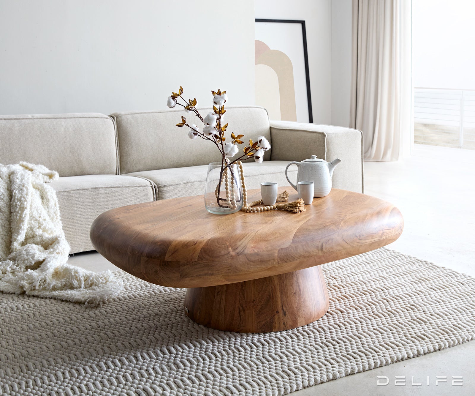 Klubska mizica Maskat 117x87cm, Material: Akacija