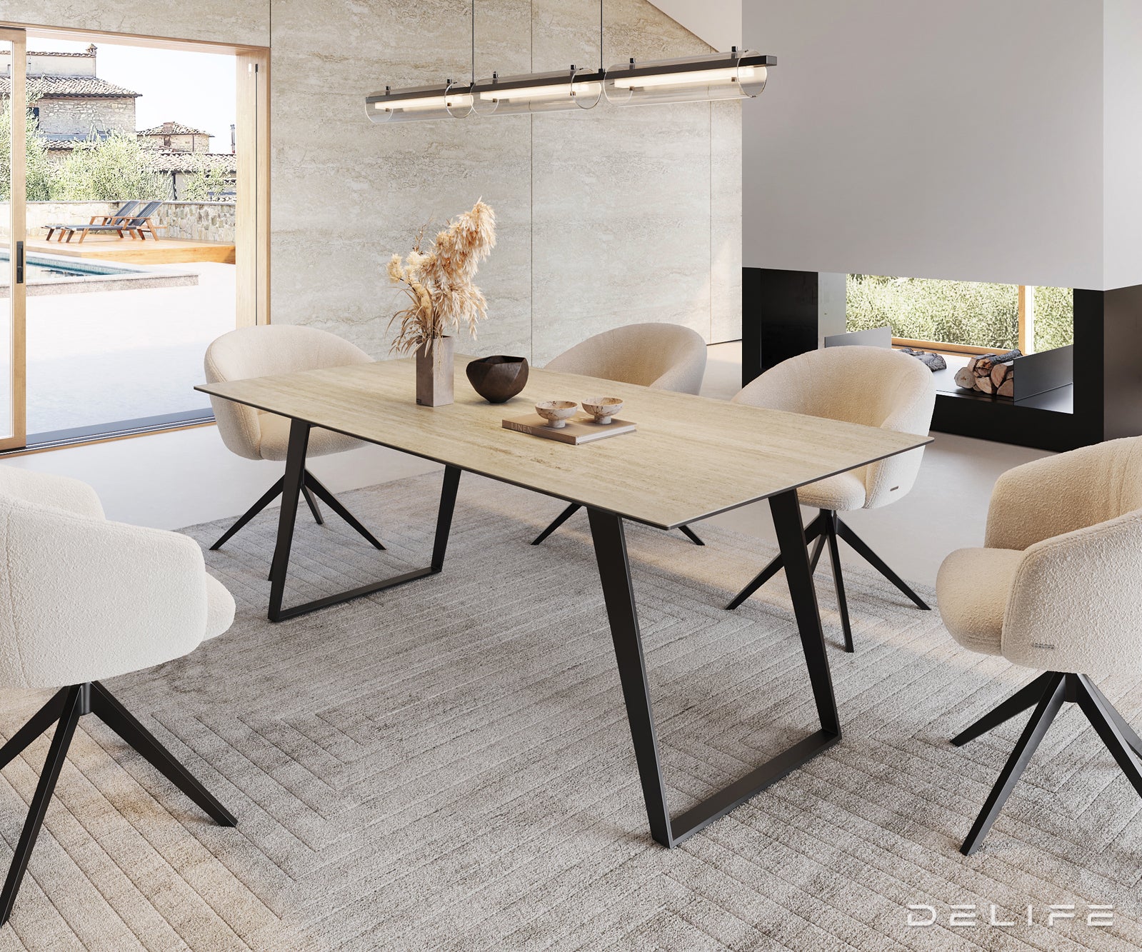 Jedilna miza Edge 200x100, Material: Keramika Laminam Sabbia