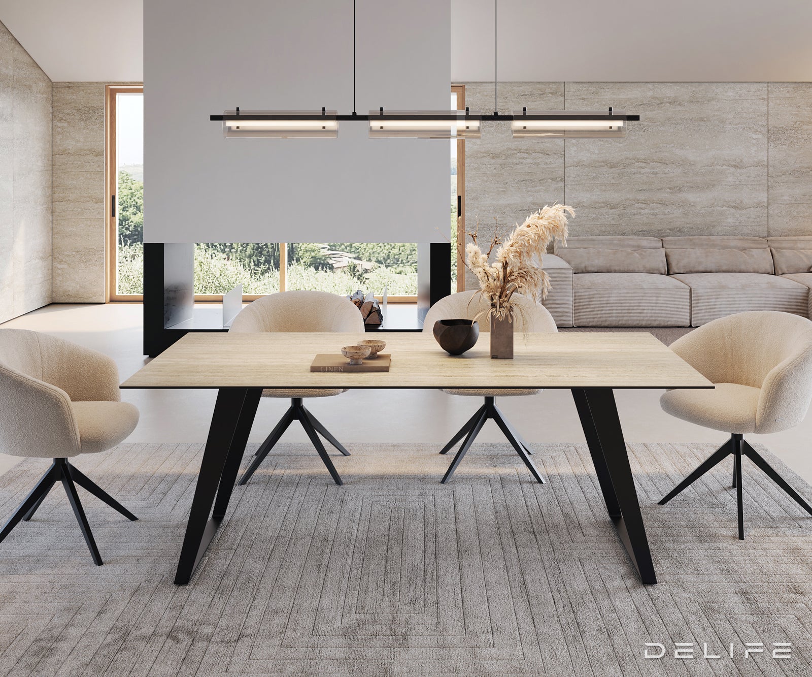 Jedilna miza Edge 200x100, Material: Keramika Laminam Sabbia