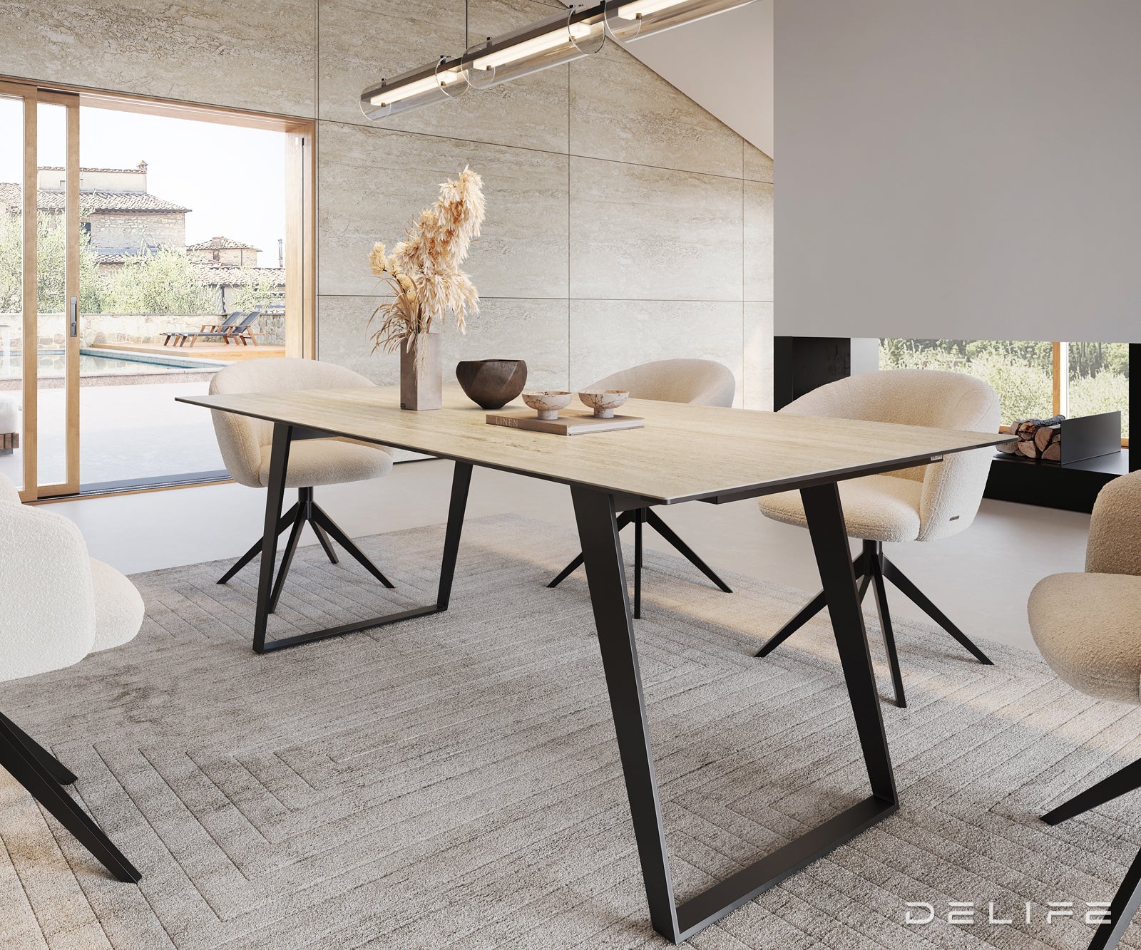 Jedilna miza Edge 200x100, Material: Keramika Laminam Sabbia