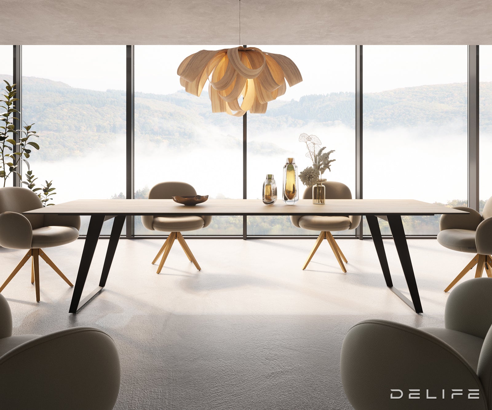 Jedilna miza z robom 300x100cm, Material: Laminam Sabbia Ceramics