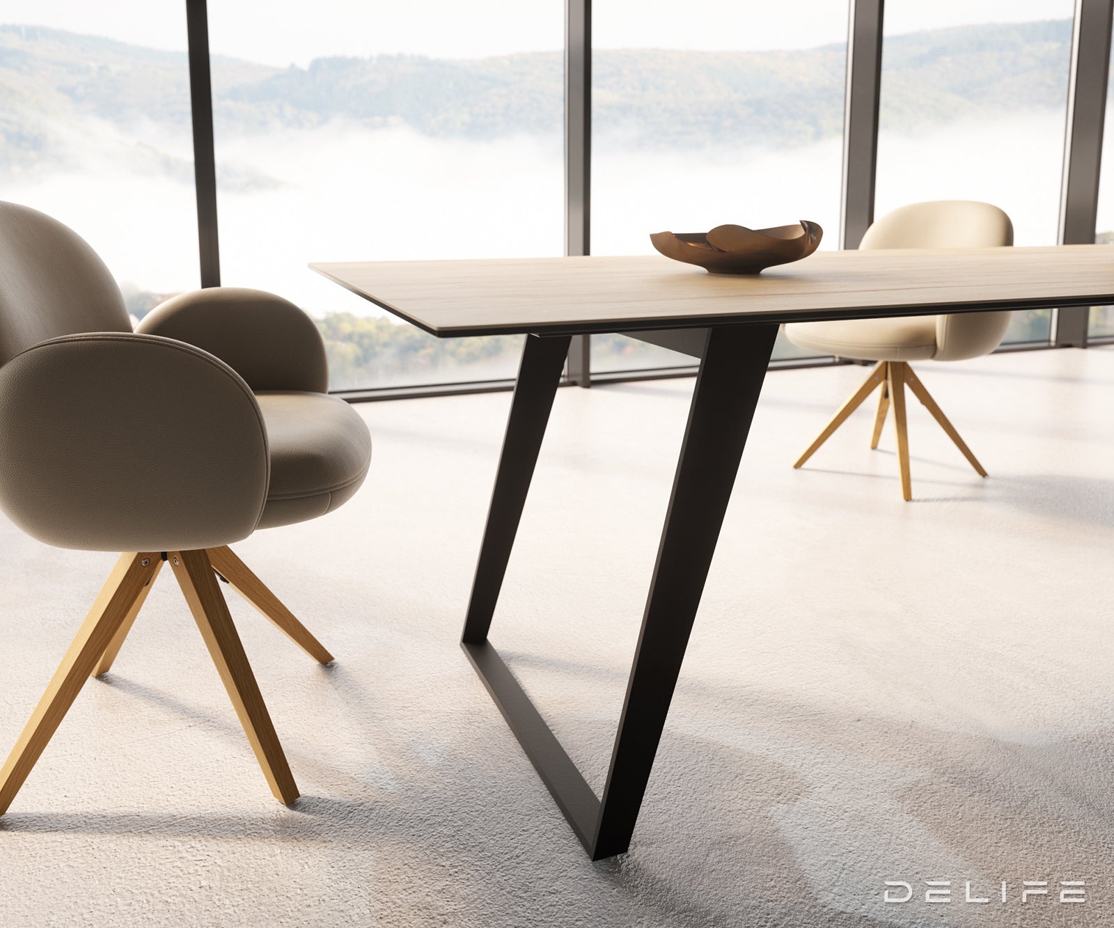 Jedilna miza z robom 300x100cm, Material: Laminam Sabbia Ceramics