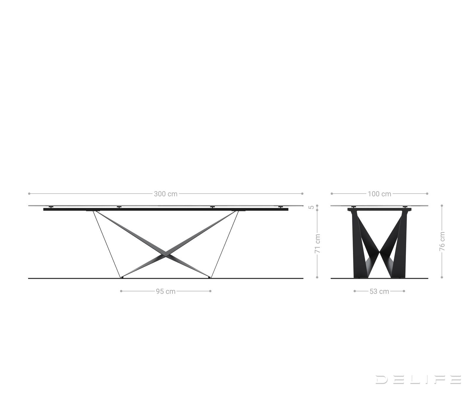 Jedilna miza z robom 300x100cm, Material: Laminam Sabbia Ceramics