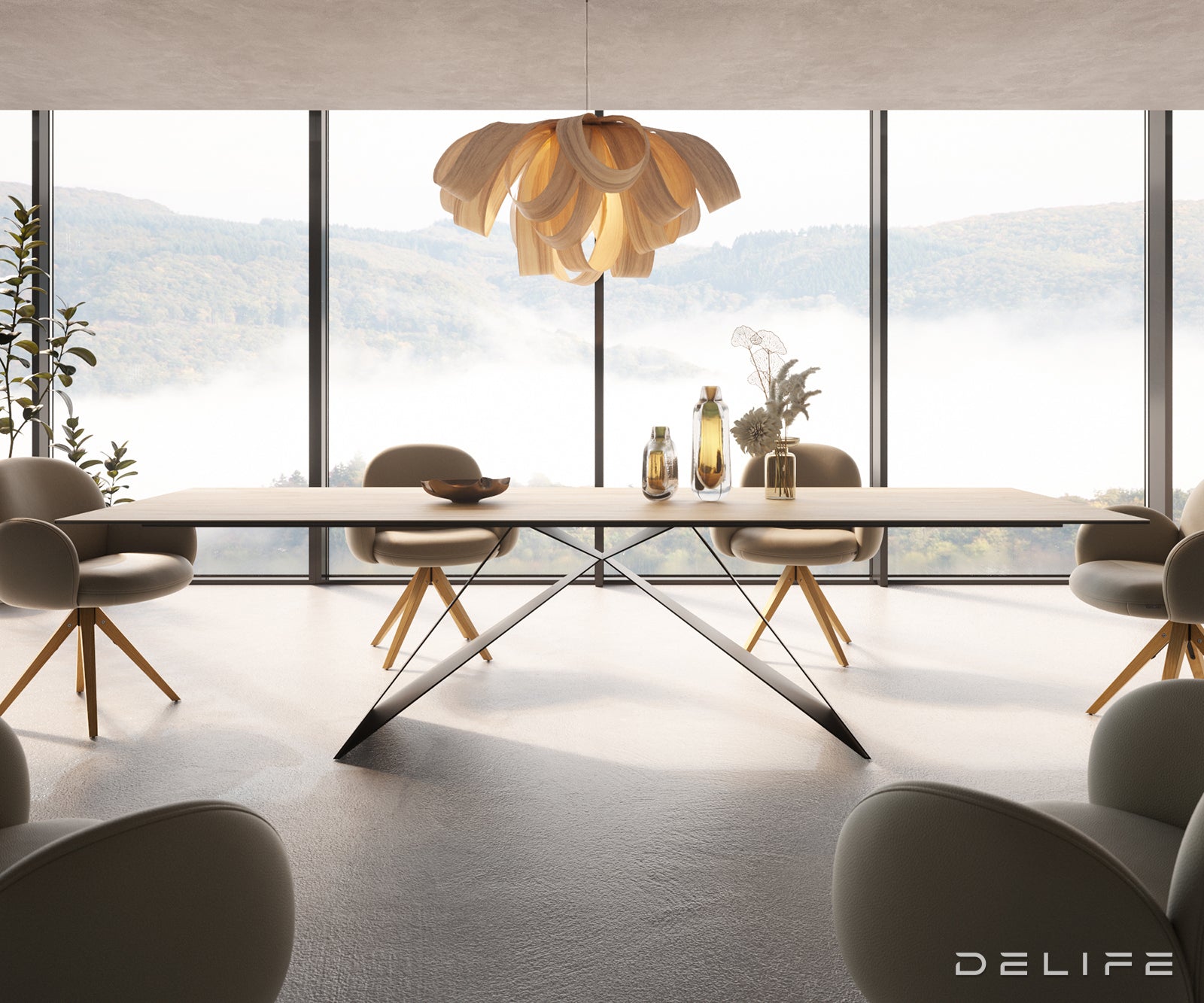 Jedilna miza z robom 300x100cm, Material: Laminam Sabbia Ceramics