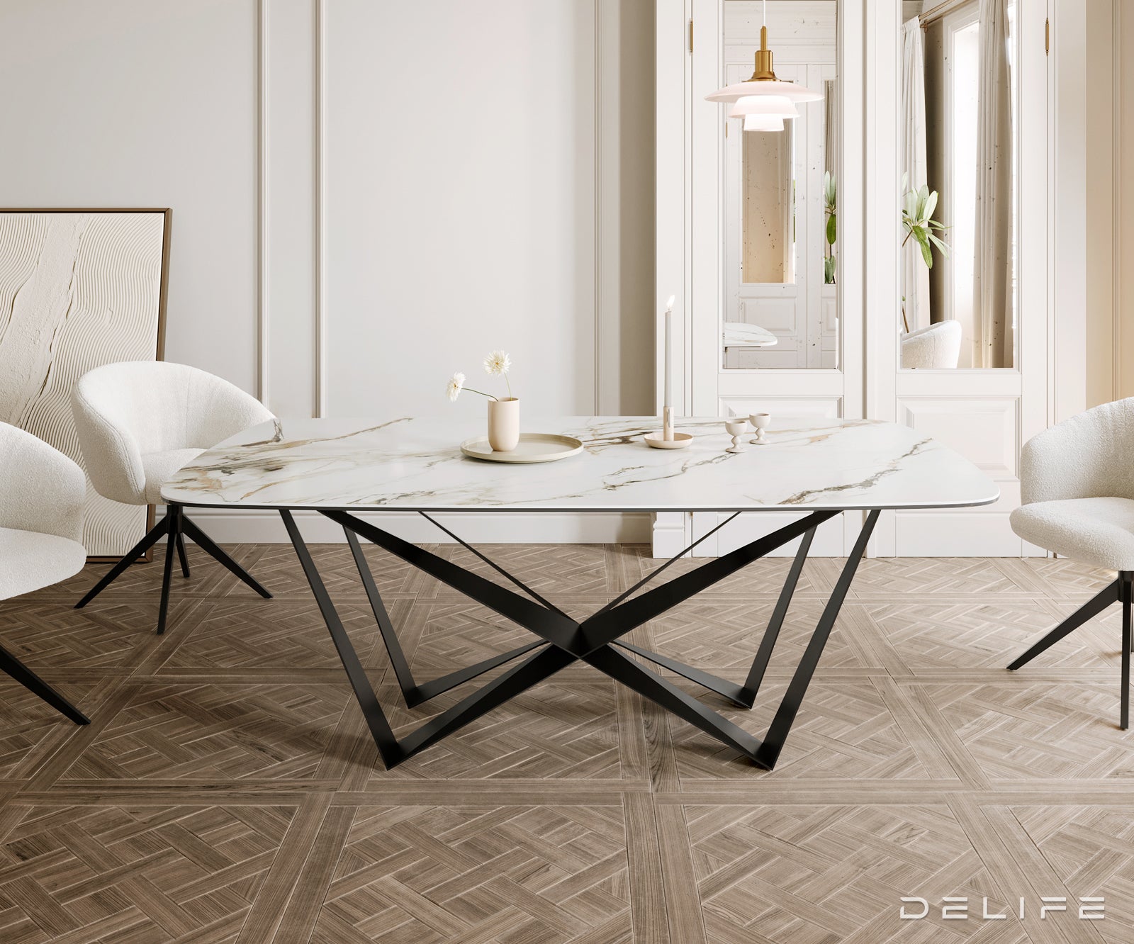 Jedilna miza Edge 200x100cm, Material: Ceramics Calacatta Luxe