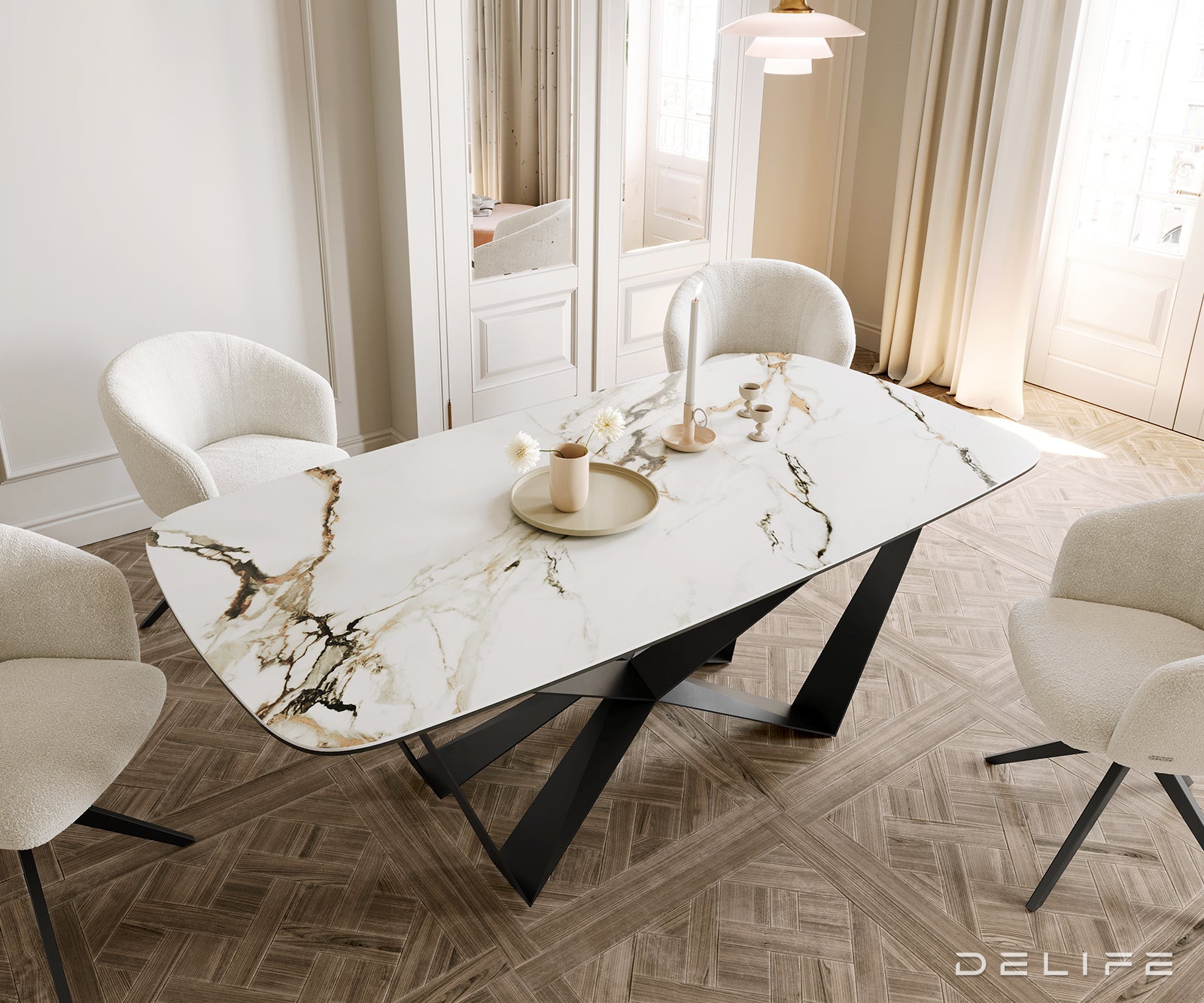 Jedilna miza Edge 200x100cm, Material: Ceramics Calacatta Luxe