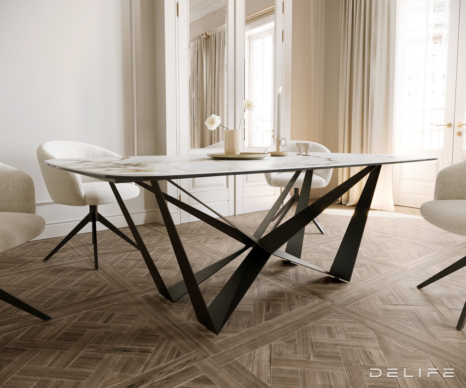 Jedilna miza Edge 200x100cm, Material: Ceramics Calacatta Luxe