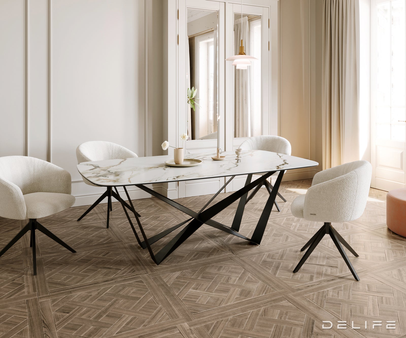 Jedilna miza Edge 200x100cm, Material: Ceramics Calacatta Luxe