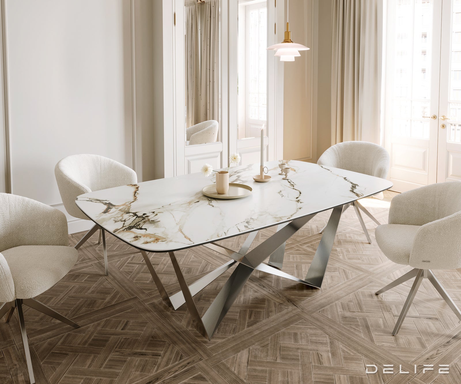 Jedilna miza Edge 200x100cm, Material: Ceramics Calacatta Luxe