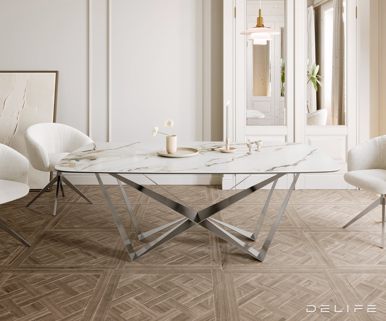 Jedilna miza Edge 200x100cm, Material: Ceramics Calacatta Luxe