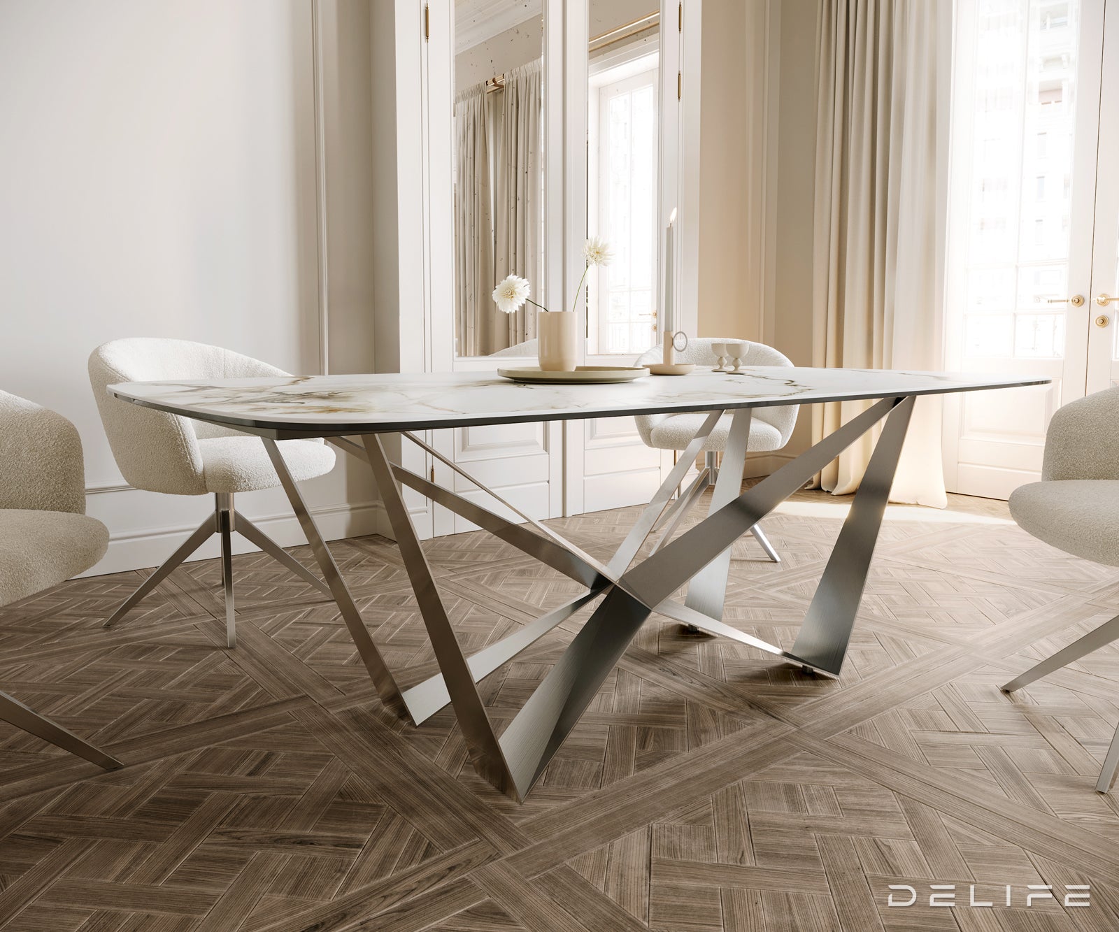Jedilna miza Edge 200x100cm, Material: Ceramics Calacatta Luxe
