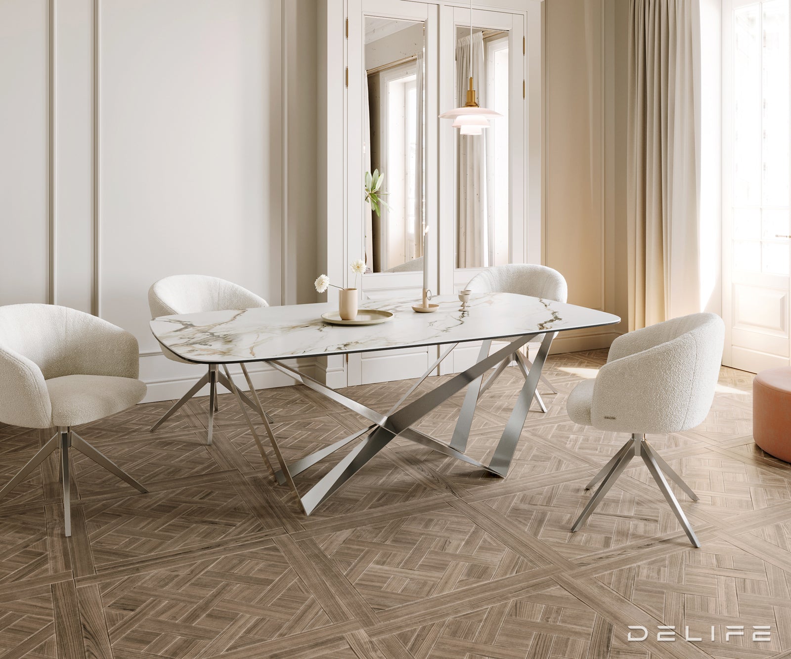 Jedilna miza Edge 200x100cm, Material: Ceramics Calacatta Luxe