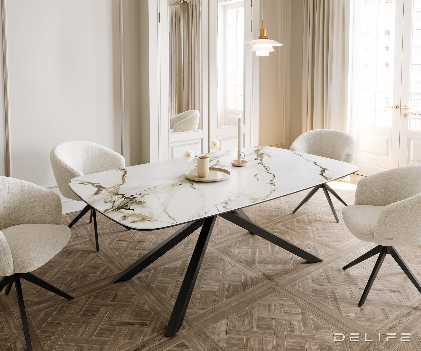 Jedilna miza Edge 200x100cm, Material: Ceramics Calacatta Luxe