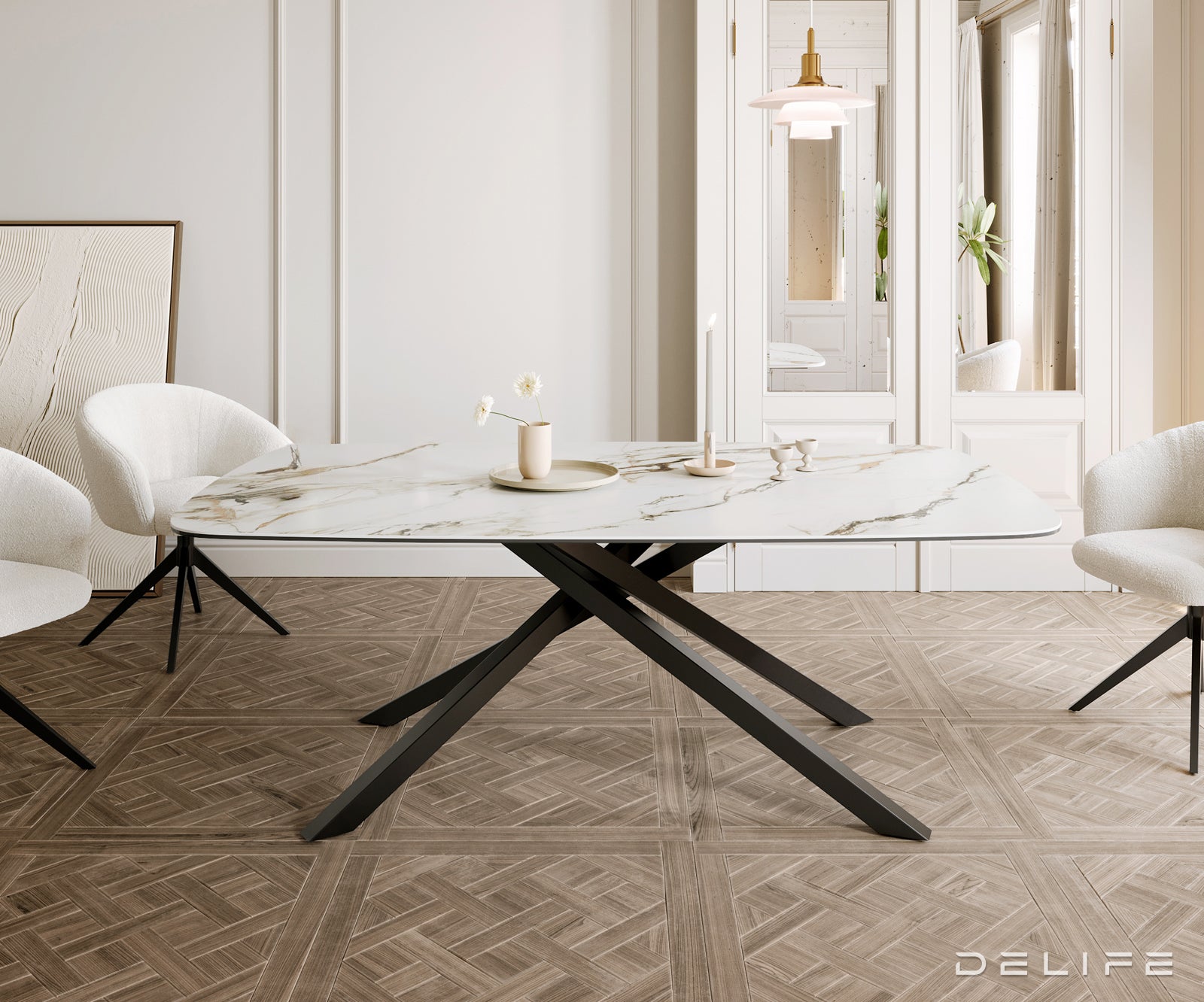 Jedilna miza Edge 200x100cm, Material: Ceramics Calacatta Luxe