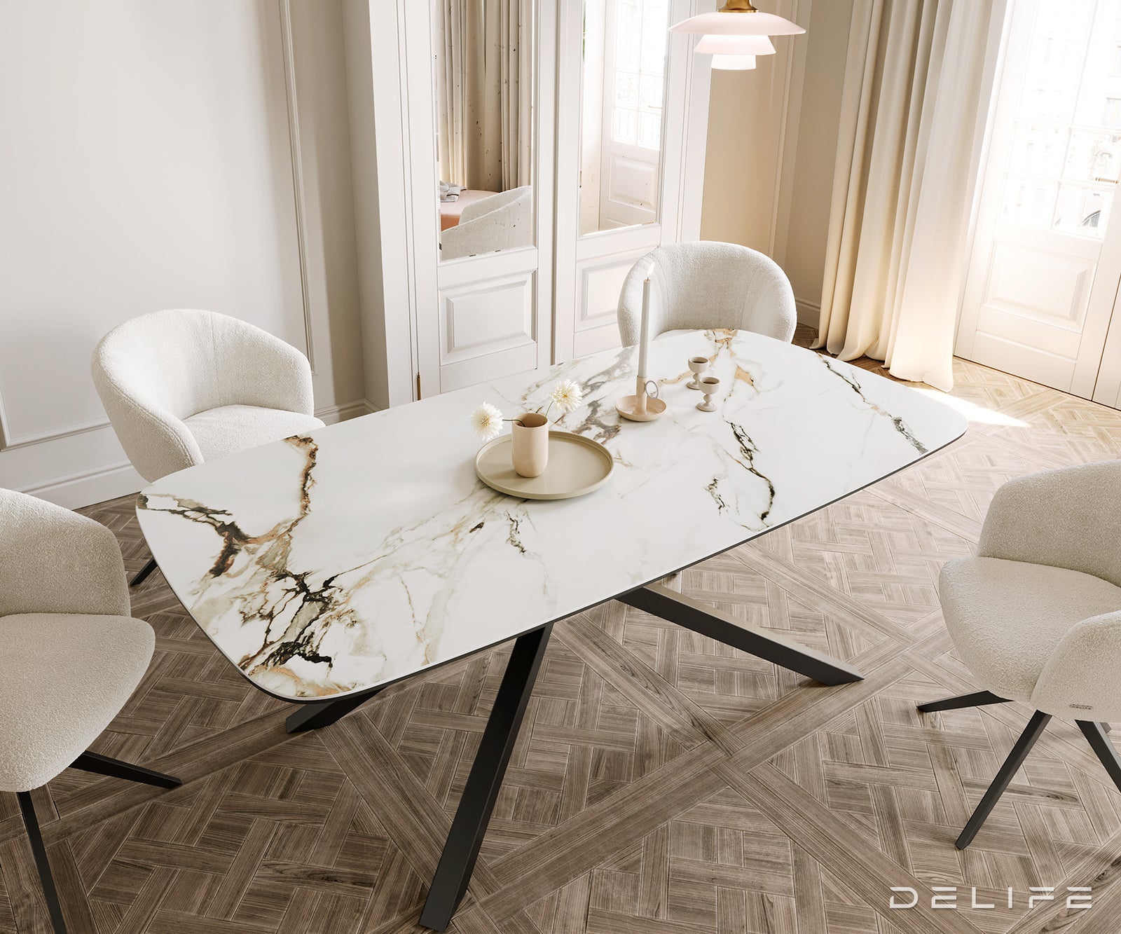 Jedilna miza Edge 200x100cm, Material: Ceramics Calacatta Luxe