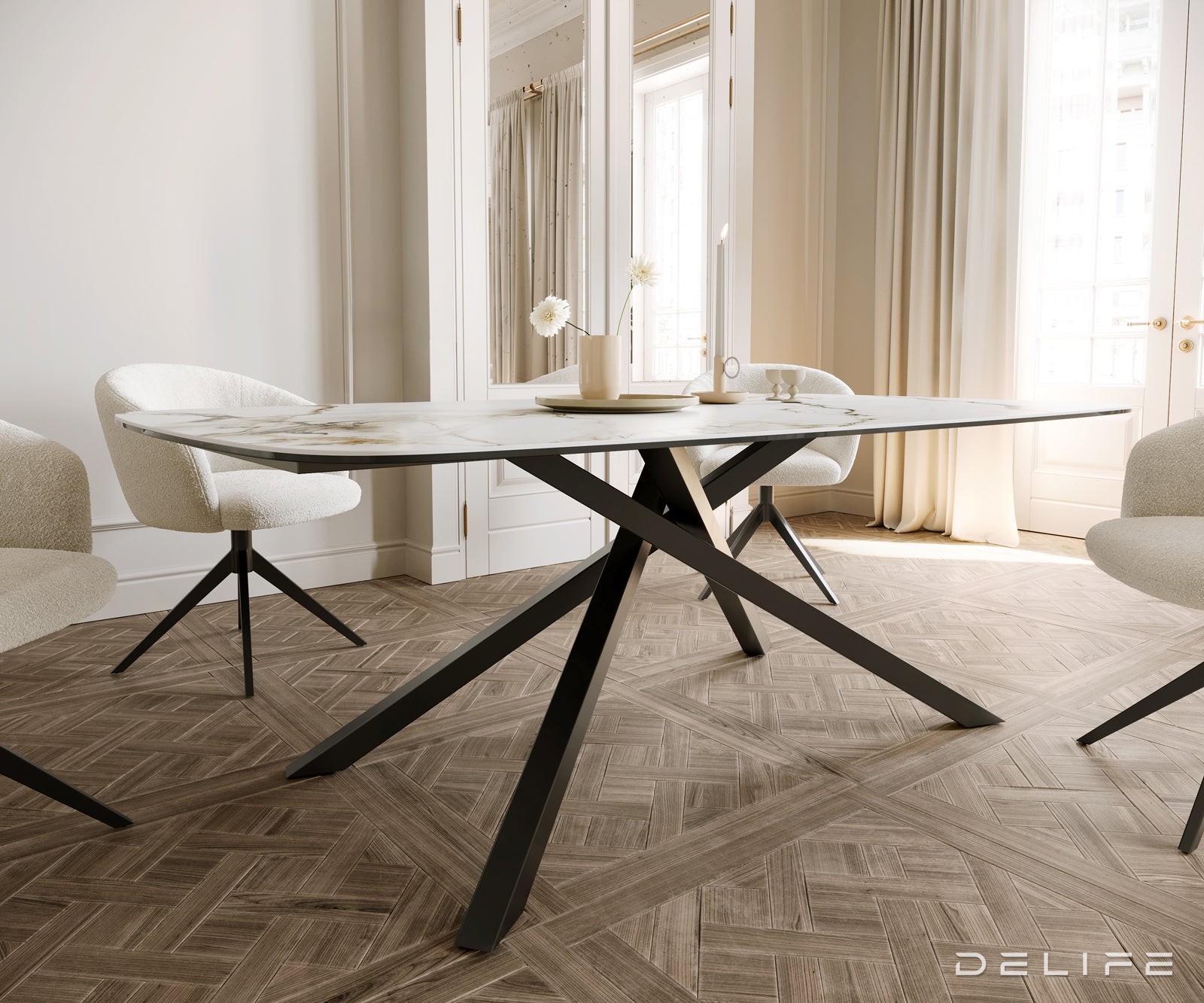 Jedilna miza Edge 200x100cm, Material: Ceramics Calacatta Luxe